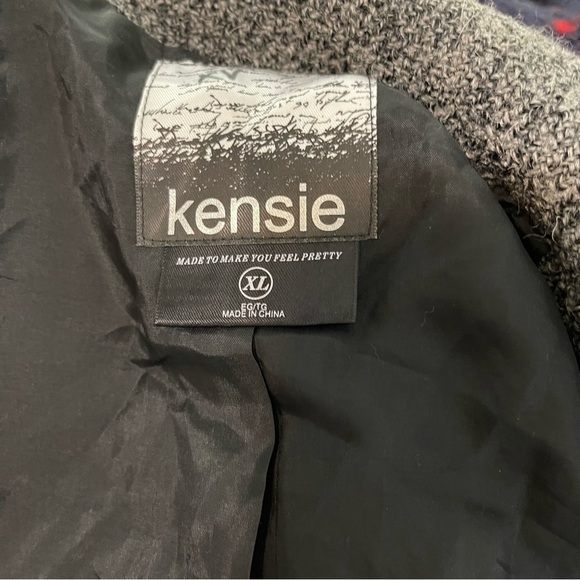 Kensie Pleated Hem Wool Blend Military Jacket Soft Gray Black XL - Picture 3 of 3